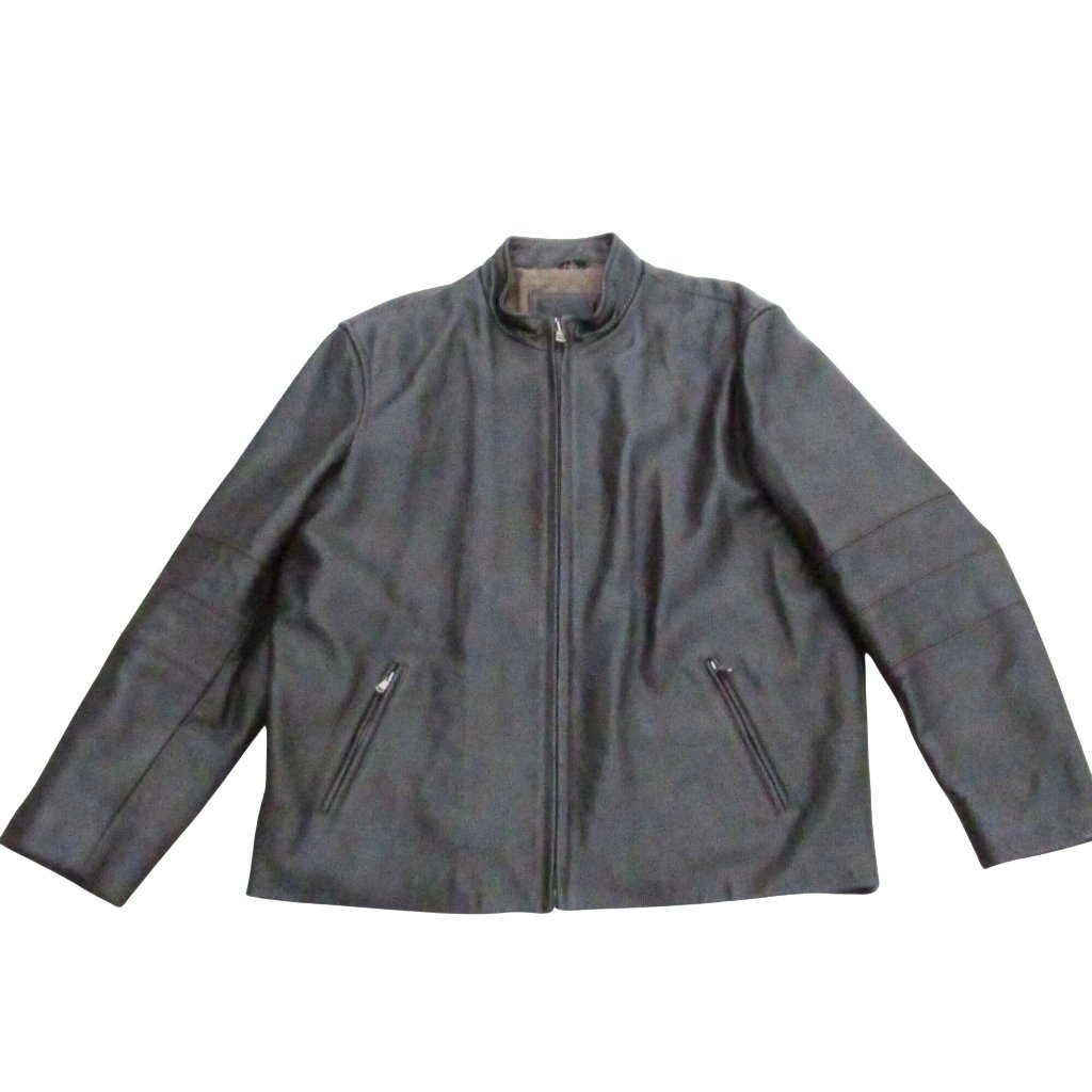 RO Reilly Olmes Mens Xl Black Leather Jacket Quilted Lined Warm